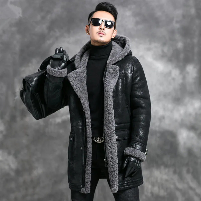Куртка из натуральной кожи, зимняя мужская куртка, оригинальное пальто из натуральной шерсти, роскошное Мужское пальто из овчины размера плюс, 5xl, Erkek mon 4670