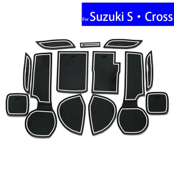 

14 Pcs Car Non-slip Door Gate Slot Mats Carpets Position Cup Holder Pads For Suzuki S Cross 2014 Door Groove Mat Free Shipping