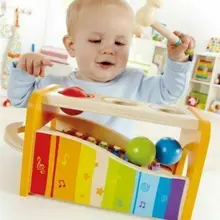 Hape деревянные музыкальные инструменты фунт и кран скамейка молоток мяч игрушечный ксилофон музыкальный инструмент