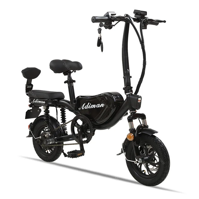 New Style Smart Electric Bike Two Wheeled Electric Bicycles Portable Mini 12 Inch 60KM 48V Electric Scooter Bike With Two Seat (13)