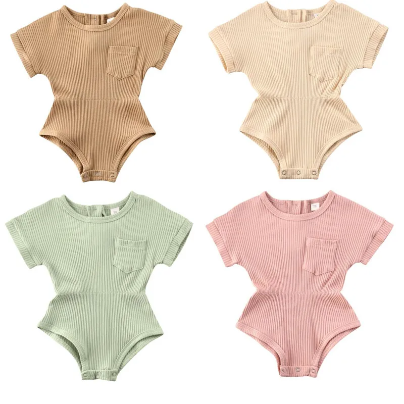

2020 Brand New Newborn Baby Boy Romper 0-24M Toddler Infant Baby Girl Rib-knitted Romper Jumpsuit Newborn Cotton Clothes Outfits