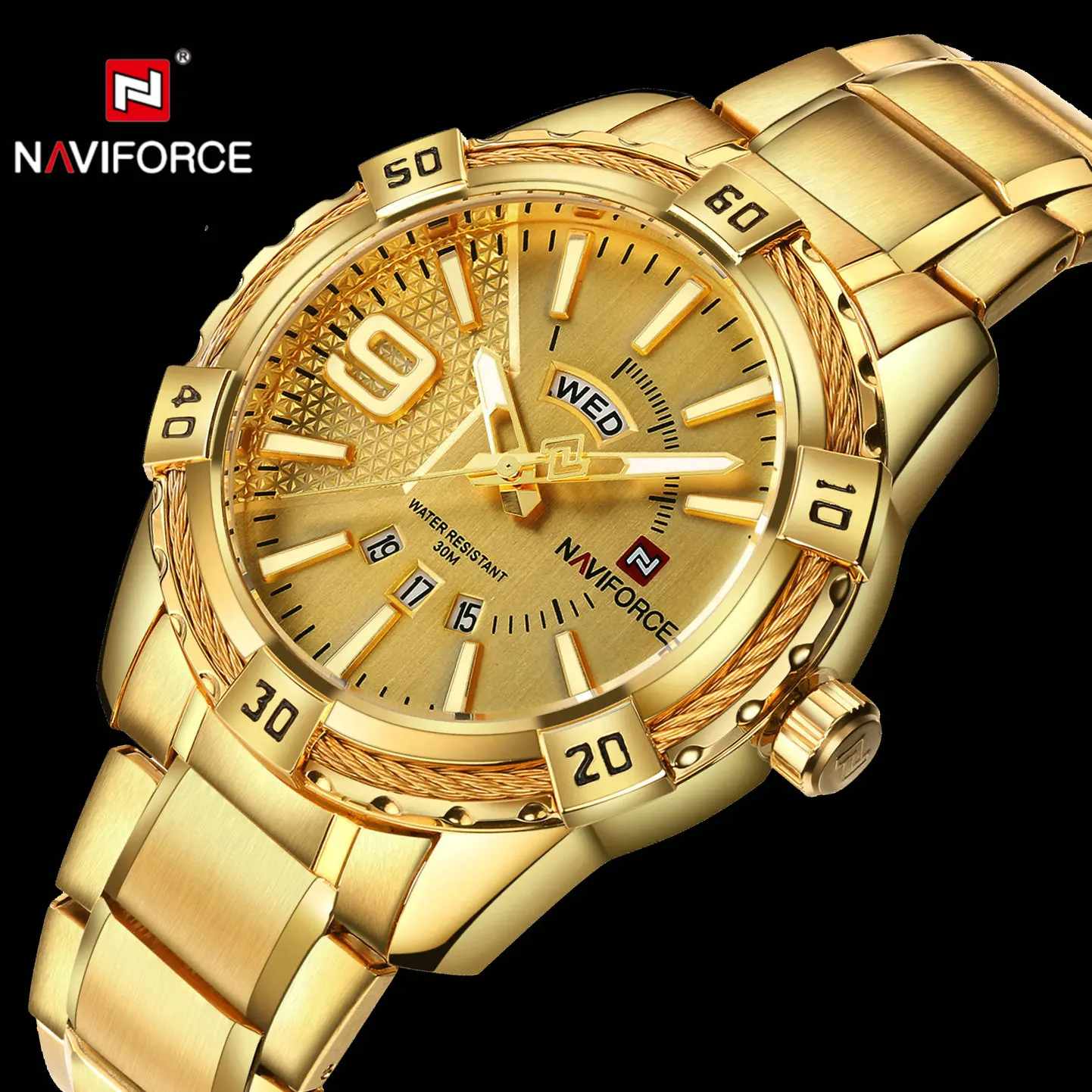 NAVIFORCE модные золотые часы для мужчин люксовый бренд королевские кварцевые
