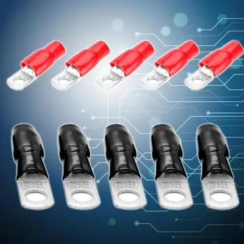 

VODOOL 10Pcs Car Audio Power Ground Wire Ring Terminals 6 4 AWG Gauge M8 Car Audio Speaker Systems Replacement Connector Adapter