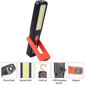 

Portable COB LED Magnetic Work Light Car Garage Mechanic Home Rechargeable Torch Lamp Outdoor Camping With Lamp Flashlight