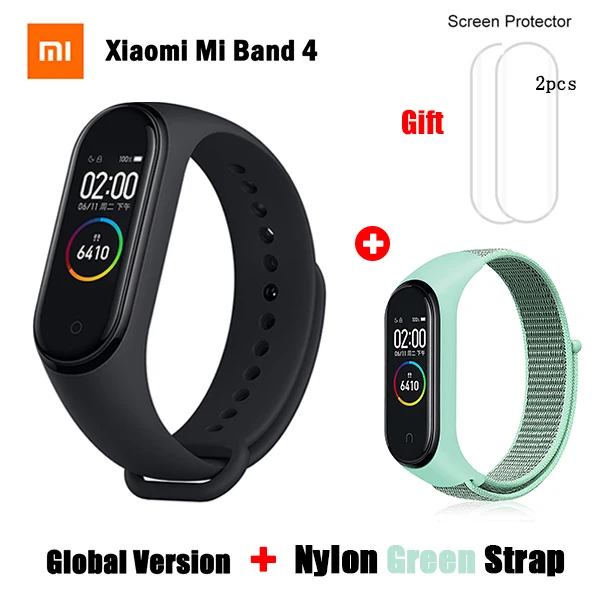 Xiaomi mi Band 4 глобальная Версия смарт-браслет Xiao mi Band 4 пульсометр фитнес цветной экран 50 м водонепроницаемый - Цвет: GB add Nylon 4