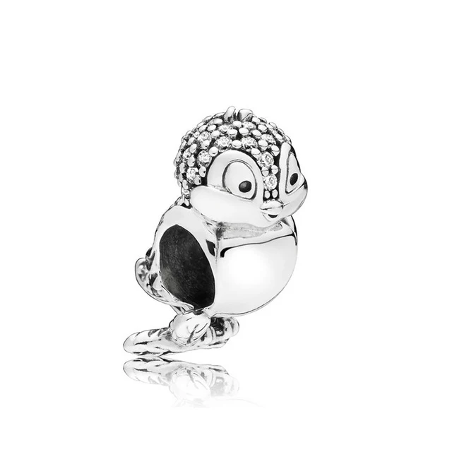 925 пробы Серебряный Классический Модный молодежный 797166CZ Птица Шарм из бисера ювелирные изделия - Цвет: White