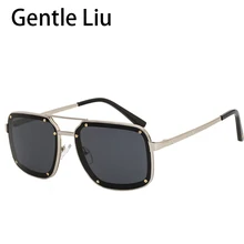 

Vintage Square Rivet Sunglasses For Men 2021 Fashion Classic Metal Big Frame Sun Glasses Luxury Brand Designer Eyeglasses UV 400