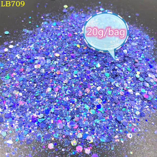 Laser Hexagon Holographic Chunky Glitter Nail Tips Glitter Powder Mermaid  Flakes Sparkly Glitter Resin Crystal mud