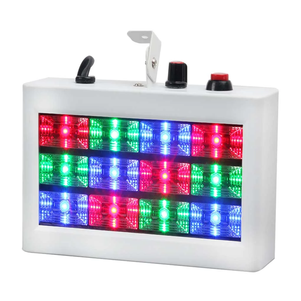 

Mini 12W RGB Full Color LED Strobe Beam Sound Flash Par Effect Light Luces Disco DJ Home Party Show Stage Flood Deco Lighting