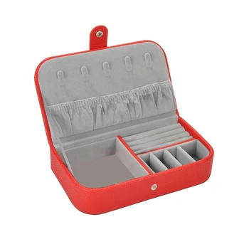 

Multifunctional Earrings Makeup Jewelry Box Organizer Cosmetic Container Portable Litchi Pattern Ring Cases Storage Travel