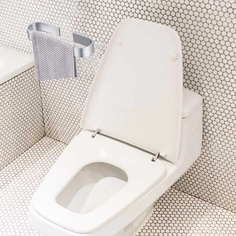 Simple Space Aluminum Towel Holder Waterproof Punch-free Single Pole Wall-mounted Drain Rack For Bathroom Kitchen