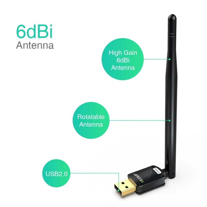 Wi Fi адаптер EDUP компактный USB 150 Мбит/с антенной 6 дБи|network card|usb wi-fiedup usb |