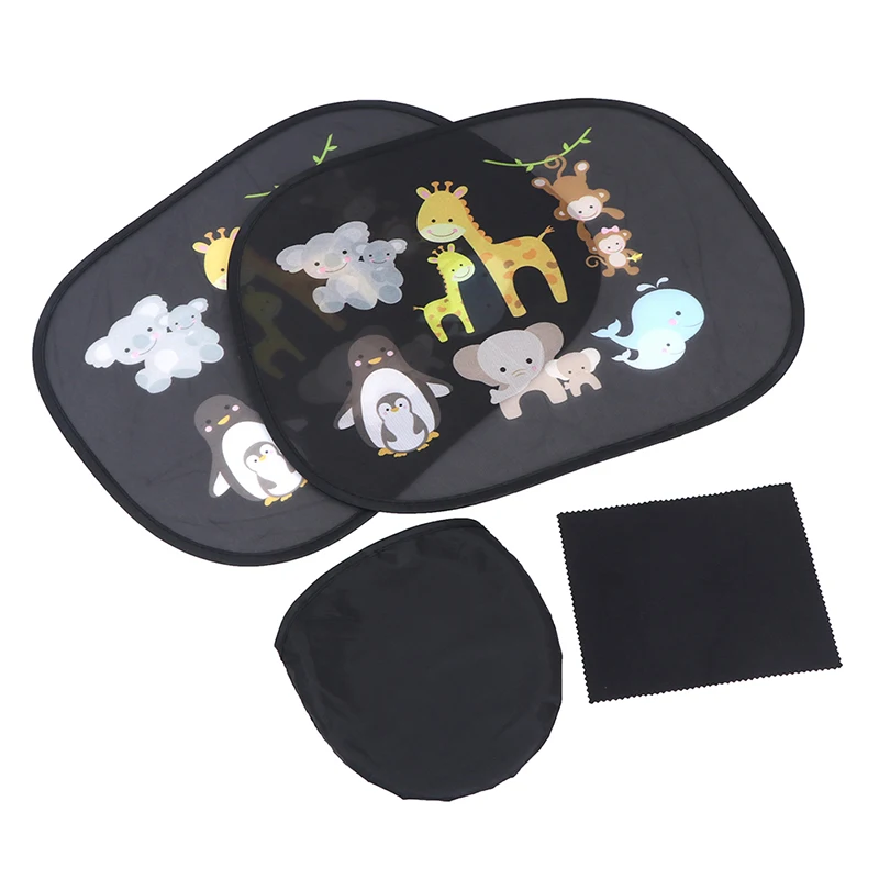 2 uds de dibujos animados lindo parasol de coche cubierta de protección UV cortina de ventana lateral parasol para bebé niños de coche Universal estilo plegable