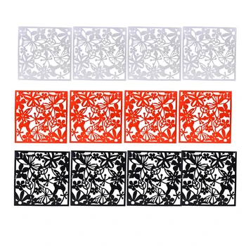 

12 Pieces Bird Flower Hanging Room Divider, Safety PVC Panel Screen, for Living Dining Room Hotel Decor - White & Red & Black