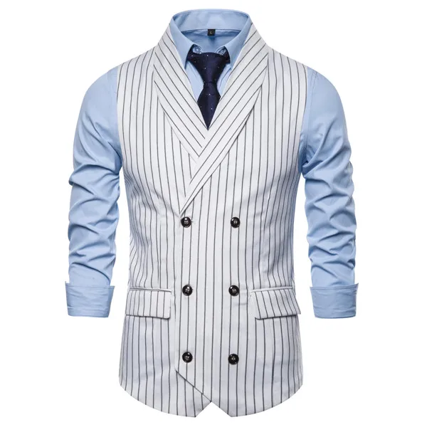 Британский стиль жилет для мужчин Slim Fit Мужские деловые костюмы жилеты Новое поступление елочка Свадебный костюм мужской жилет Homme - Цвет: white