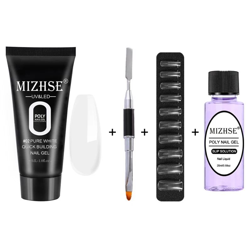MS-Set01-P02 MIZHSE 5 шт./комплект, полигель, набор, кристалл, УФ-гель для наращивания ногтей, светодиодная УФ-гель для ногтей, акриловая комбинация, решения, плюс дробилка - Цвет: MS-Set01-P02