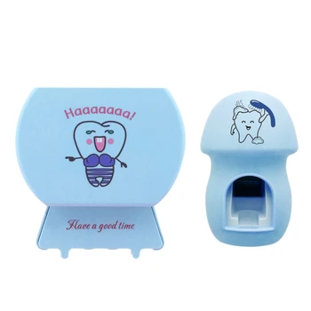 

Toothbrush Sterilizer Toothbrush Holder Automatic Toothpaste Squeezers Dispenser Home Bathroom Set Blue