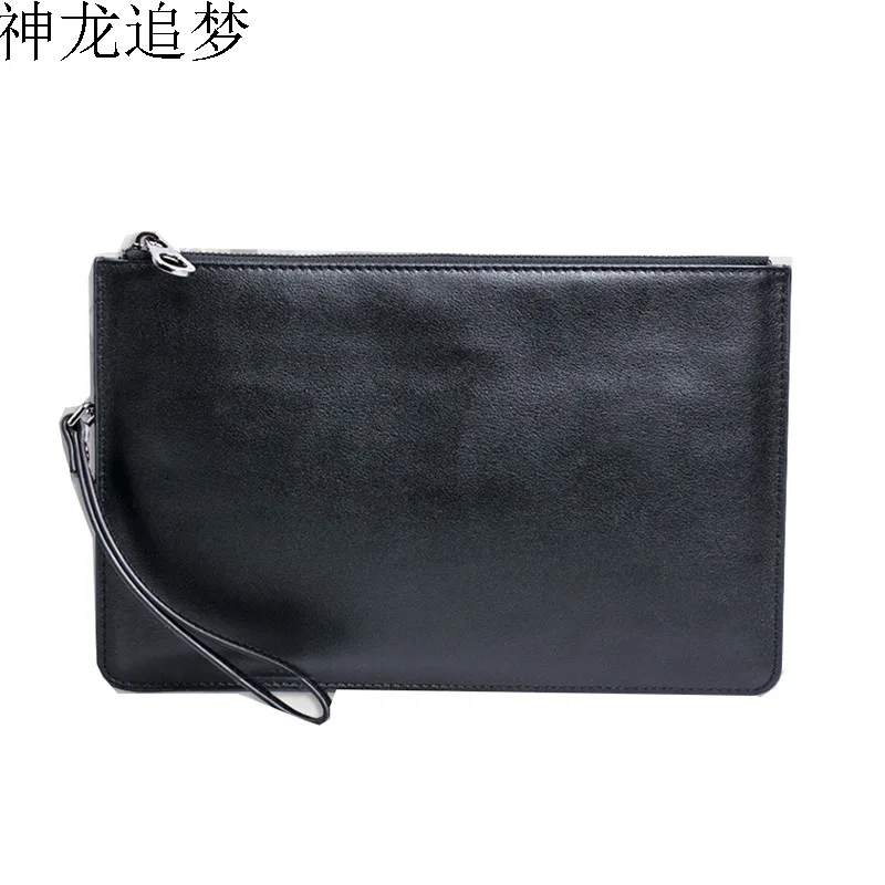 

Fashion the first layer cowhide leather men's handbags male clutch bag soft skin thin Top-handle bag men's bag mobile phone bag
