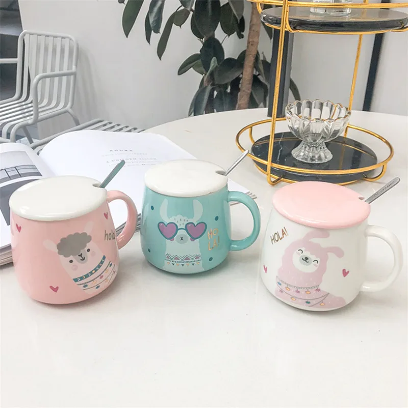 Креативная Милая керамическая кофейная кружка из альпаки с рисунком мультфильма