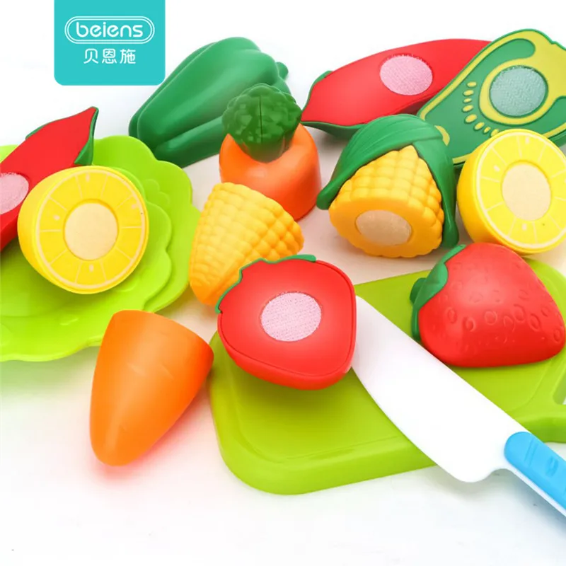 Beiens 10 шт. Набор детских кухонных игрушек пластиковые фрукты овощи еда резка Ранние развивающие детские игрушки ролевые игры игрушки