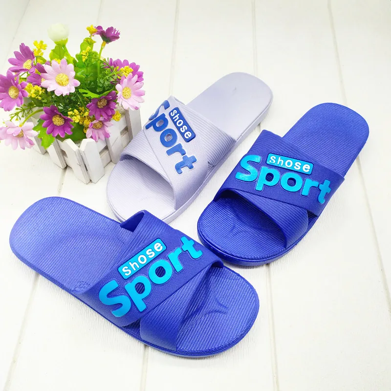 

2019 New Men And Women Bathroom Bath Home Slippers Indoor Anti-slip Soft-Sole Hotel Household Couples Lettered Sandals