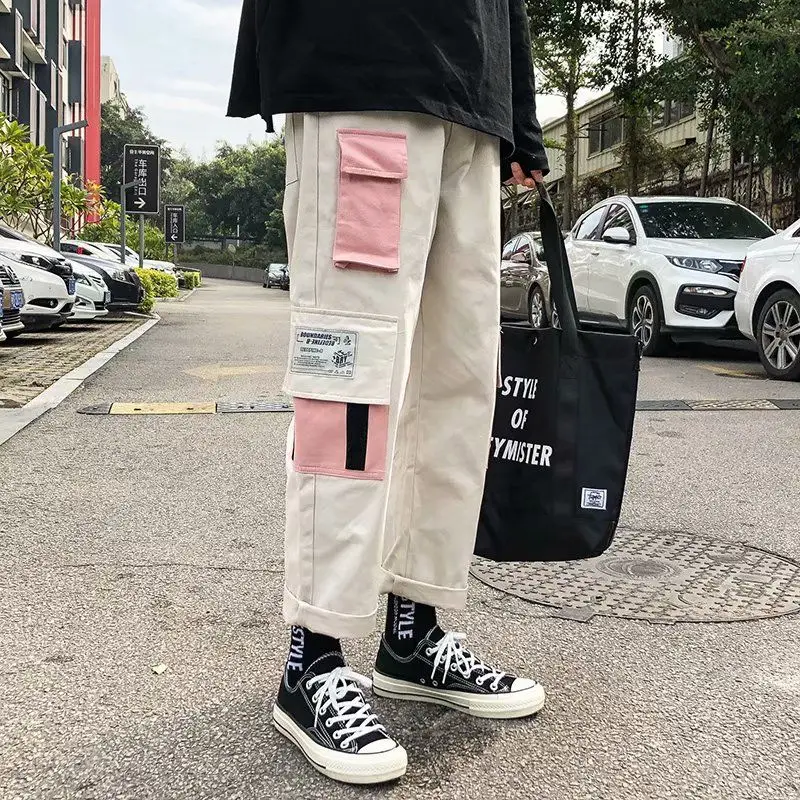 Мужские модные штаны с несколькими карманами, шаровары для бега, мужские брюки, мужские одноцветные штаны для бега, спортивные штаны, большой размер