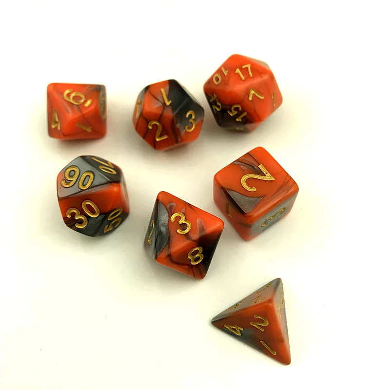 7 шт./компл. цифровой игра в кости 5 цветов многогранник D4-D20 мульти-Гранёные с одной и плоские с другой стороны акриловые кости