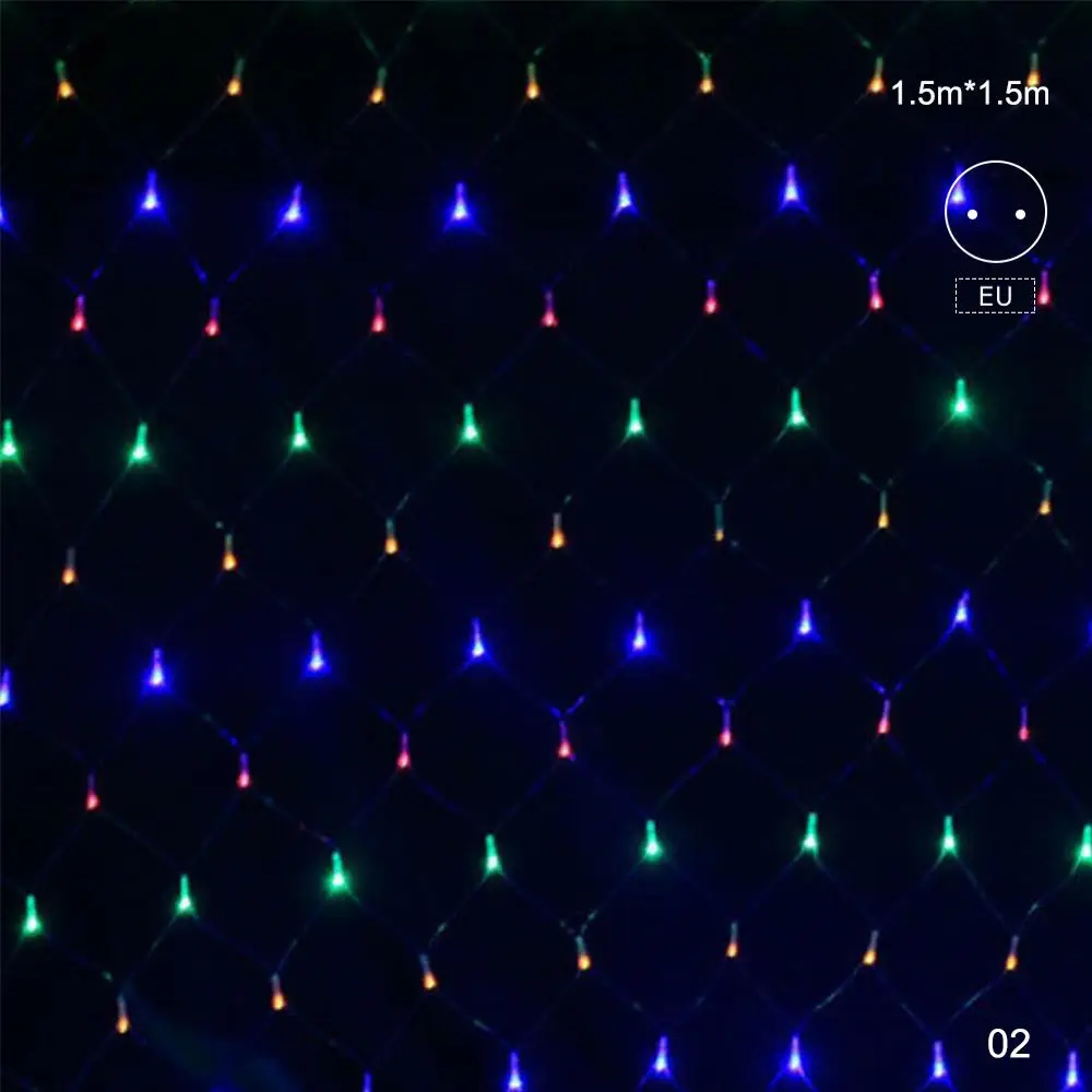 New Brand EU/US 3MX2M LED String Net Fairy Lights Net Mesh Curtain Xmas Wedding Party Christmas Decoration Outdoor Garden Lamp - Испускаемый цвет: Colorful