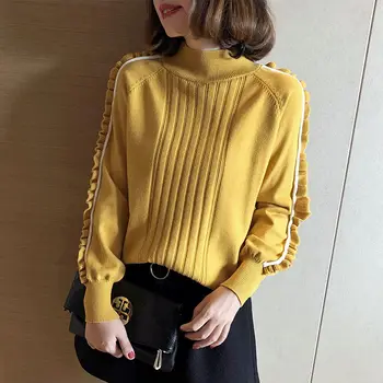 

2020 Spring And Autumn New Knitted Sweater Women's Half Turtleneck Bottoming Shirt Pullover Loose Korean Long Sleeve Fungus