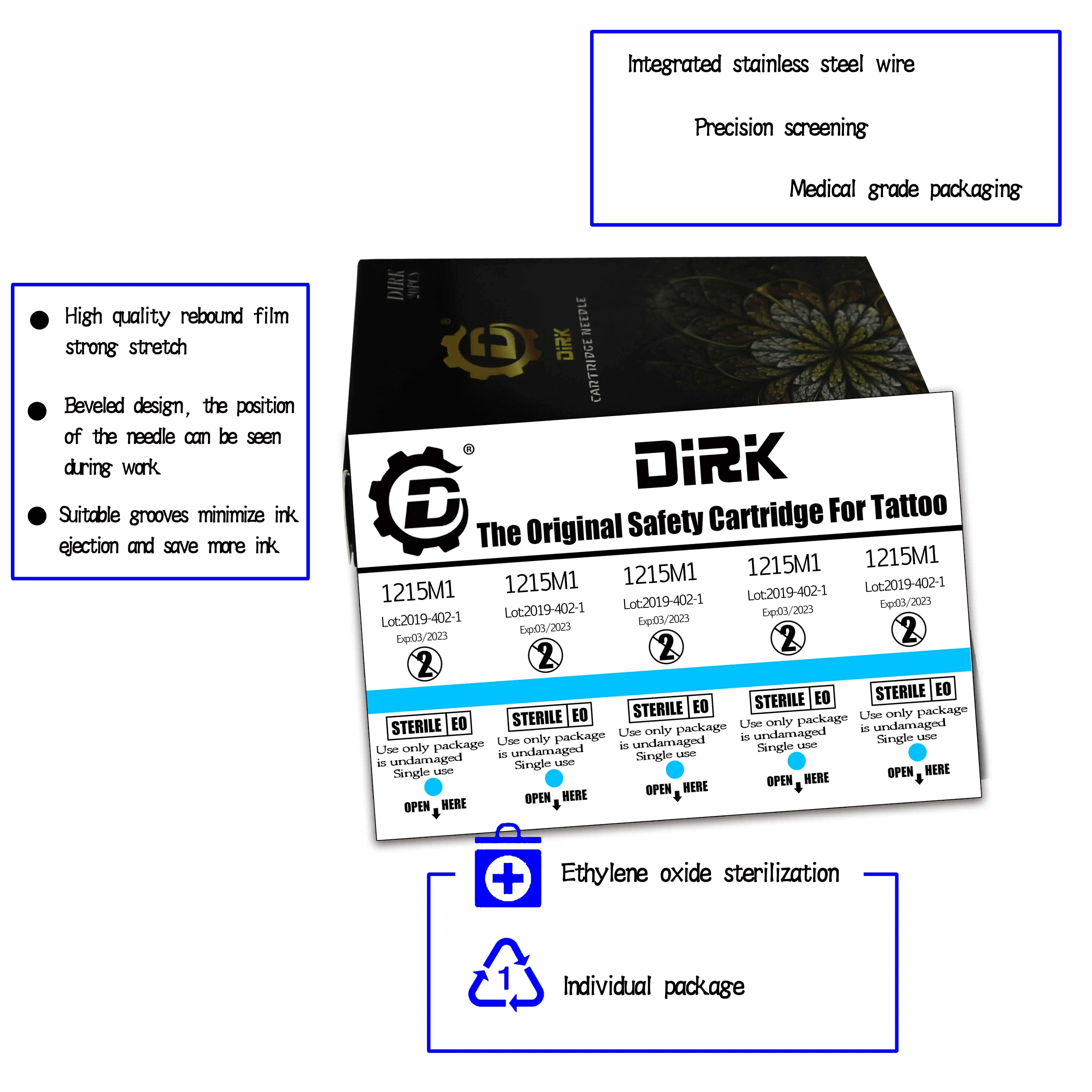 Иглы для татуировки DIRK, круглый вкладыш#10(игла 0,30 мм) RC03RL RC05RLRC07RL RC09RL RC14RL RC18RL 20 шт./лот