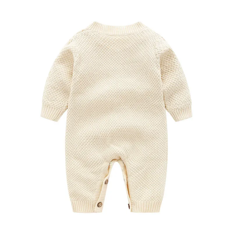 

Auromesa Baby Onesie Spring And Autumn Newborns Hat Knitted Sweater Front Buckle Romper Send Cotton
