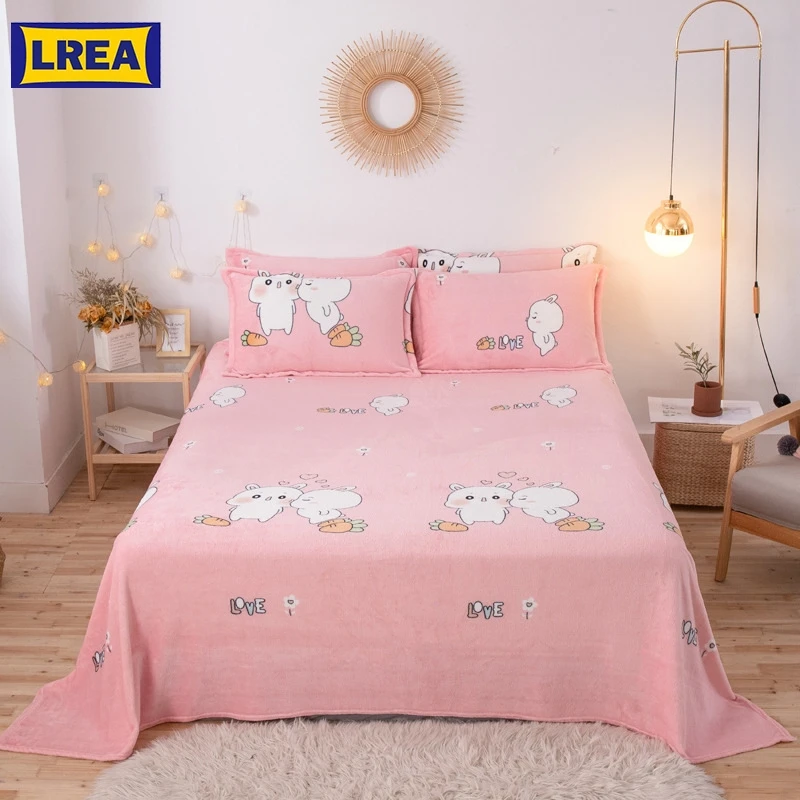 

LREA плед pink cartoon The love of the rabbit print fleece bed cover blanket adult travel blanket winter decorations for home