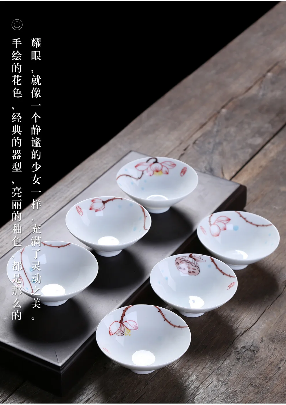 Bamboo-hat Type Cup Blue Pattern Hand-Painted Cup Tea Bowl Hand-Painted Kung Fu Tea Cup Cool Master Teacup Manufacturers Customi