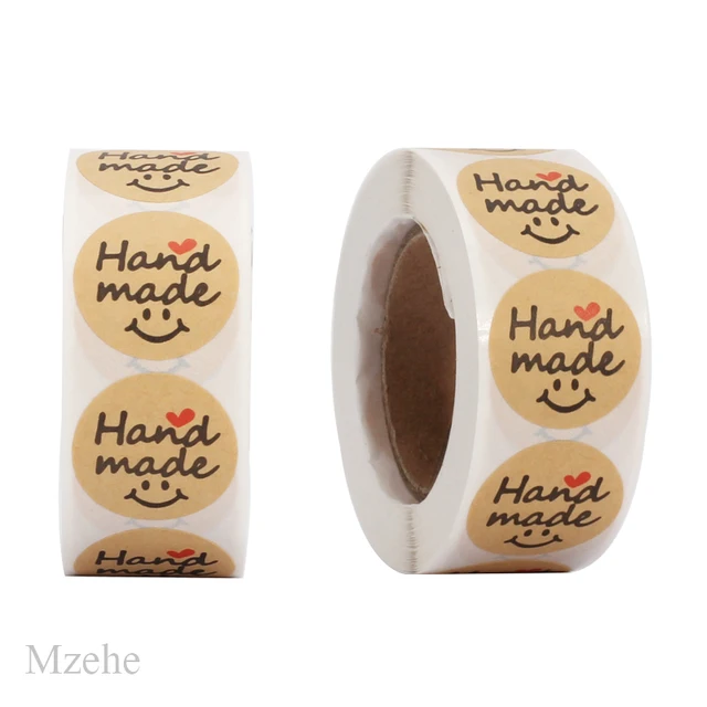 50-500pcs 1inch kraft paper Handmade Stickers Gift Sealing Sticker Festival Birthday Party Decorations Labels Thank you Stickers H