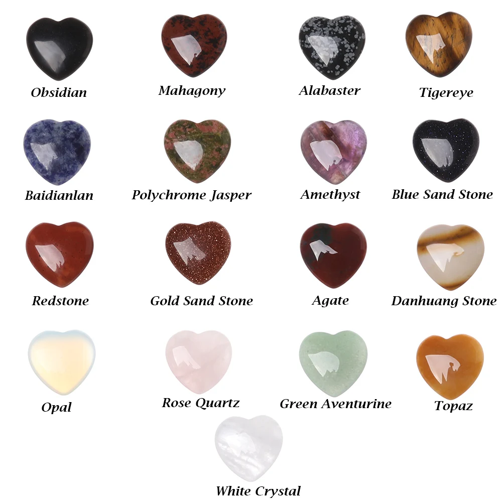 Gemstones Pendant Heart Shape Crystal Chakra Healing Stone Natural Quartz 