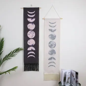 

Wall Hanging Tapestry Handmade Boho Growth Cycle of the Moon Cotton Linen Art Apartment Dorm Room Home Decor