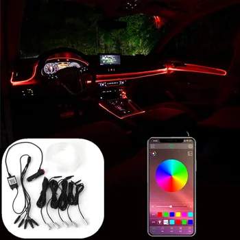 Rgb Led Strips Omgevingslicht App/Geluid Controle Neon El Strip Auto Interieur Sfeer Lamp Flexibele Auto Decoratieve Lamp Rgb Led Strips Omgevingslicht App/Geluid Controle Neon El Strip Auto Interieur Sfeer Lamp Flexibele Auto Decoratieve Lamp