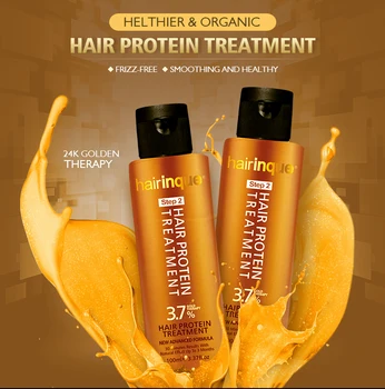 

3.7% 24K Gold Therapy Keratin Hair Treatment Frizz-free 30 minutes Repair Damaged Hair Smoothing shiny Hair Care 100ML
