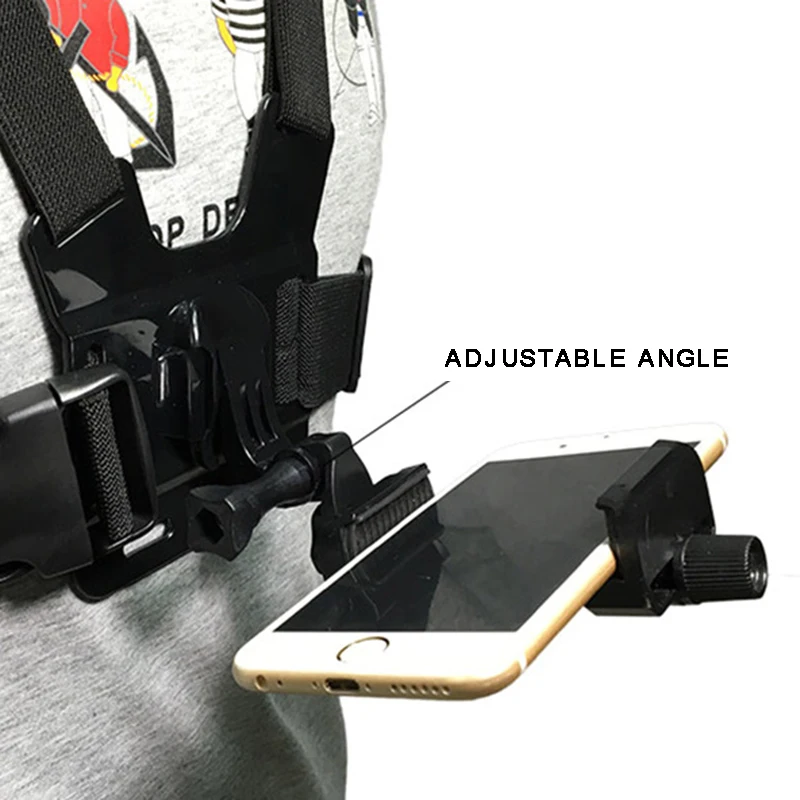 VBESTLIFE Camera Chest Strap Holder, Mobile Phone Chest Mount Holder  Adjustable Phone Clip Holder Phone Chest Mount Harness Vest for Sport  Camera