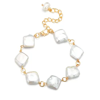 

European and American Natural Freshwater Pearl Bracelet Female Luxury Geometric Jewelry Large Bracelet Exquisitely Beaded