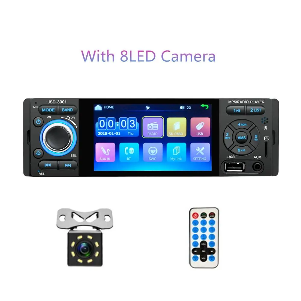 LTBFM " сенсорный экран автомобиля стерео Bluetooth автомобиля Радио 1 Din Зеркало Ссылка Авторадио аудио MP5 видео плеер USB/MP3/TF JSD3001 радио - Цвет: With 8IR camera