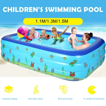 

US Ship Big Size 1.1/1.3/1.5M Inflatable Swimming Pool Thickened PVC Garden Family Paddling Pool for Kids Adults Baby Bath