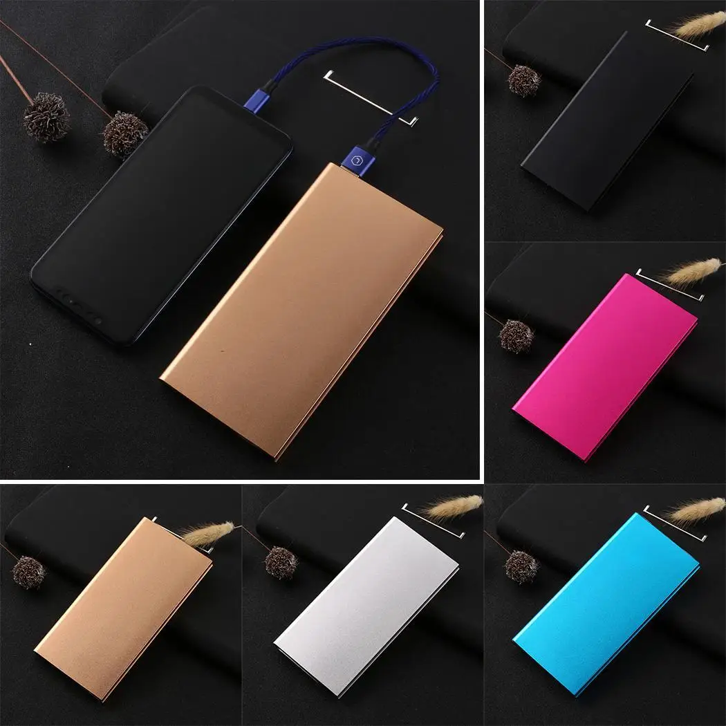 Ultra-thin Metal Power Bank Portable General Dual USB External Battery Charger For Smartphone Powerbank With LED Flashlight | Мобильные