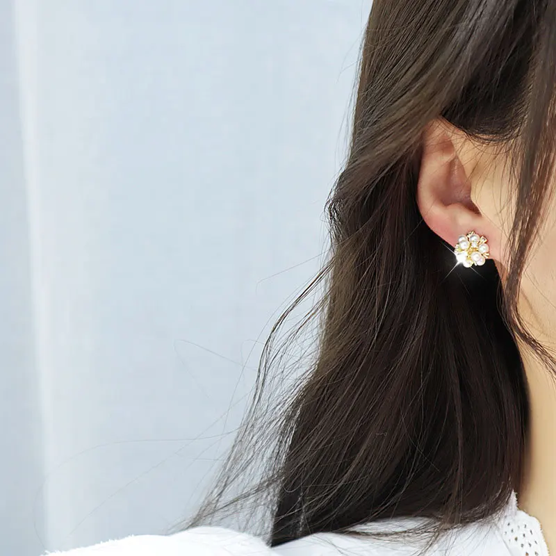 Women 14K Gold Earrings Micro-Inlaid Zircon Pearl Hydrangea Earring Long Temperament Tassels a Pair of Daily Female Accessories - Image 3