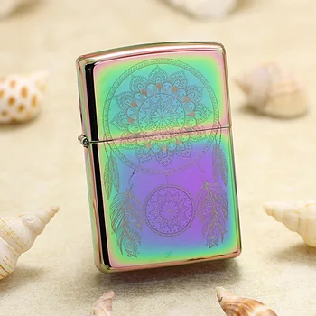 

Genuine Zippo oil lighter copper windproof Magic color Dreamcatcher cigarette Kerosene lighters Gift anti-counterfeiting code