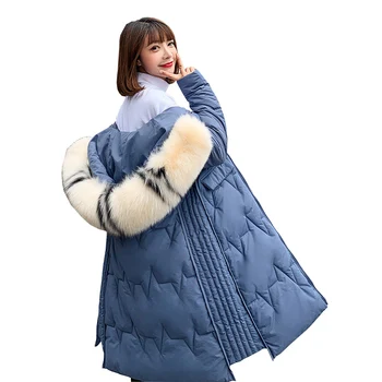 

2019 Winter Parkas Women Fashion Long Coat Female Cotton-padded Jacket Thicken Hooded Outwear Plus size Down cotton Jackets 2984