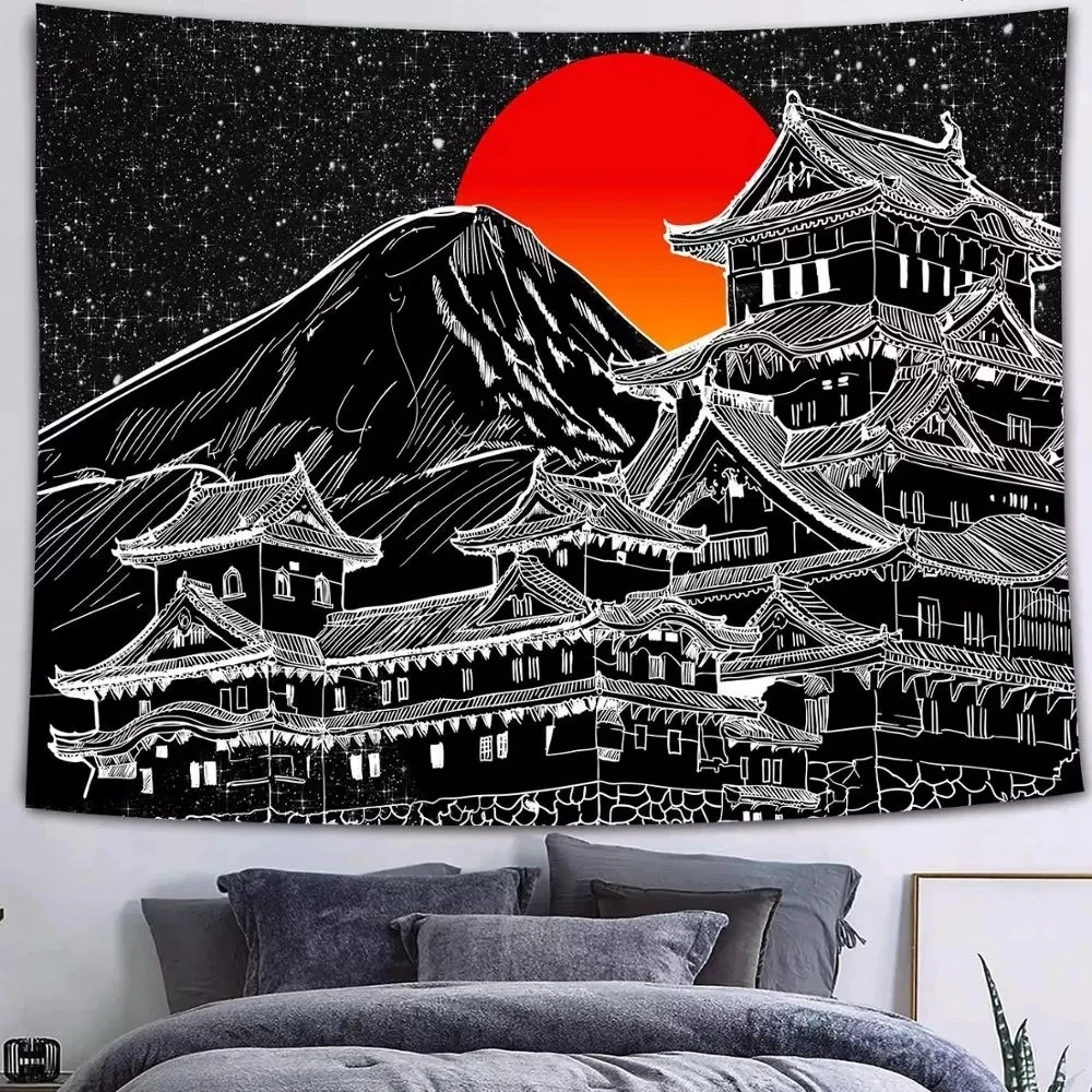 Psychedelic Galaxy Tapestry Nebula Mountains Artwork Japanese Wildlife elk Boho Manga Wall Hanging Dorm anime tapestry |