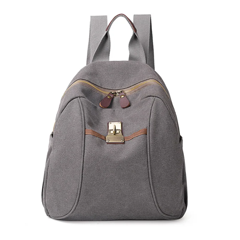 

Vintage neutral canvas shoulder bag durable men women black gray khaki 6 colors ipad capable small backpack