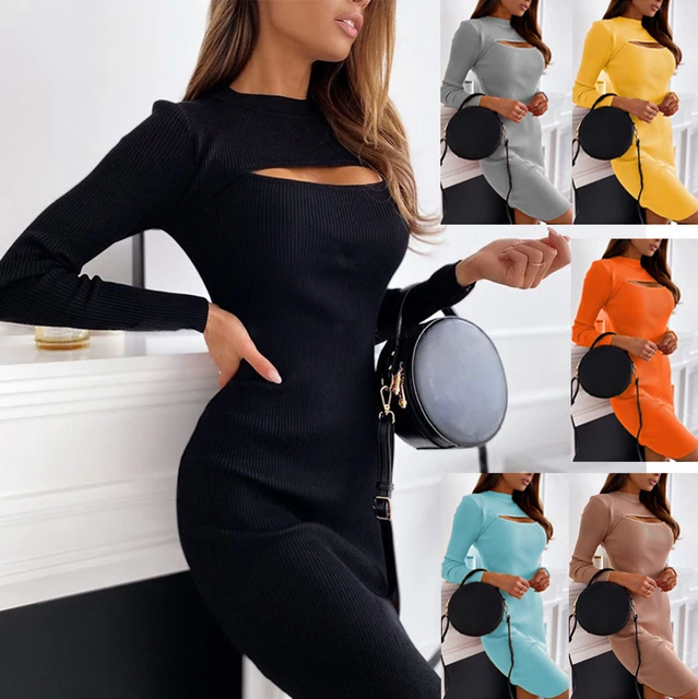 2021 New Fashion Autumn Winter Women Hollow Out O-Neck Long Sleeve