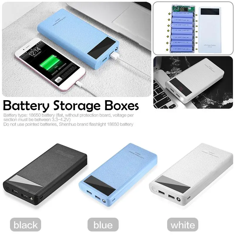 

18650 Welding-Free Power Bank Storage Battery Box Type-C Interface Power Bank Shell Can Hold 7 Batteries